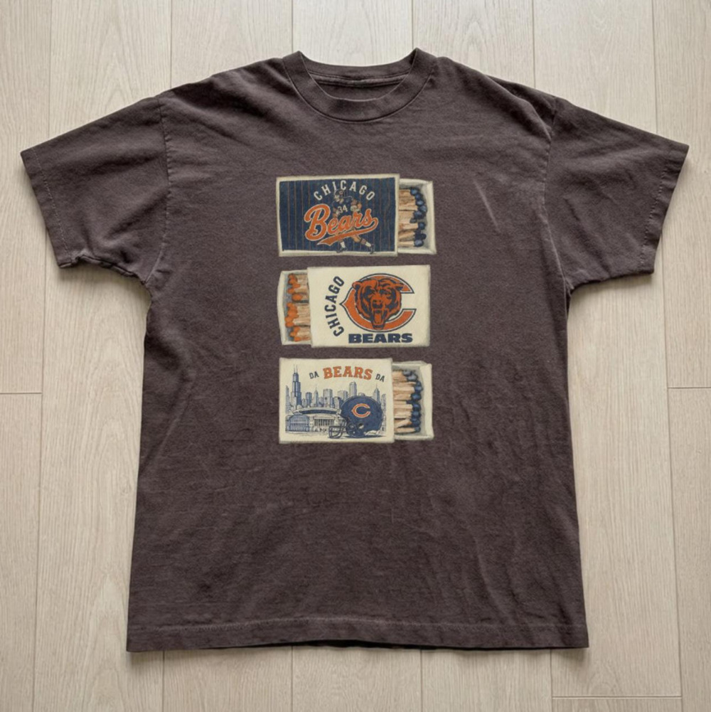 Chicago Bears Matchboxes Graphic Vintage Brown Graphic  T-Shirt